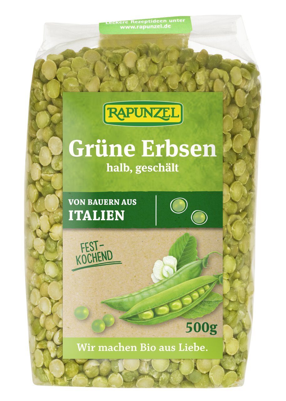 Rapunzel Erbsen grün, halb, geschält Bio, (500g) - fit and life shop