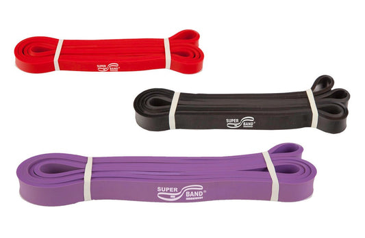 Dittmann Gymnastikband SUPERBAND - 3er Kombi - Rot, Schwarz, Lila