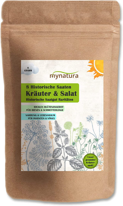 Mynatura 8 historische Saaten – Kräuter & Salat Raritäten (8g) - fit and life shop