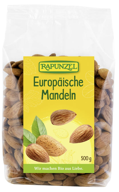 Bio Mandeln von Rapunzel, europäische Mandeln in einer Schale, ideal zum Kochen, 500g Packung sichtbar