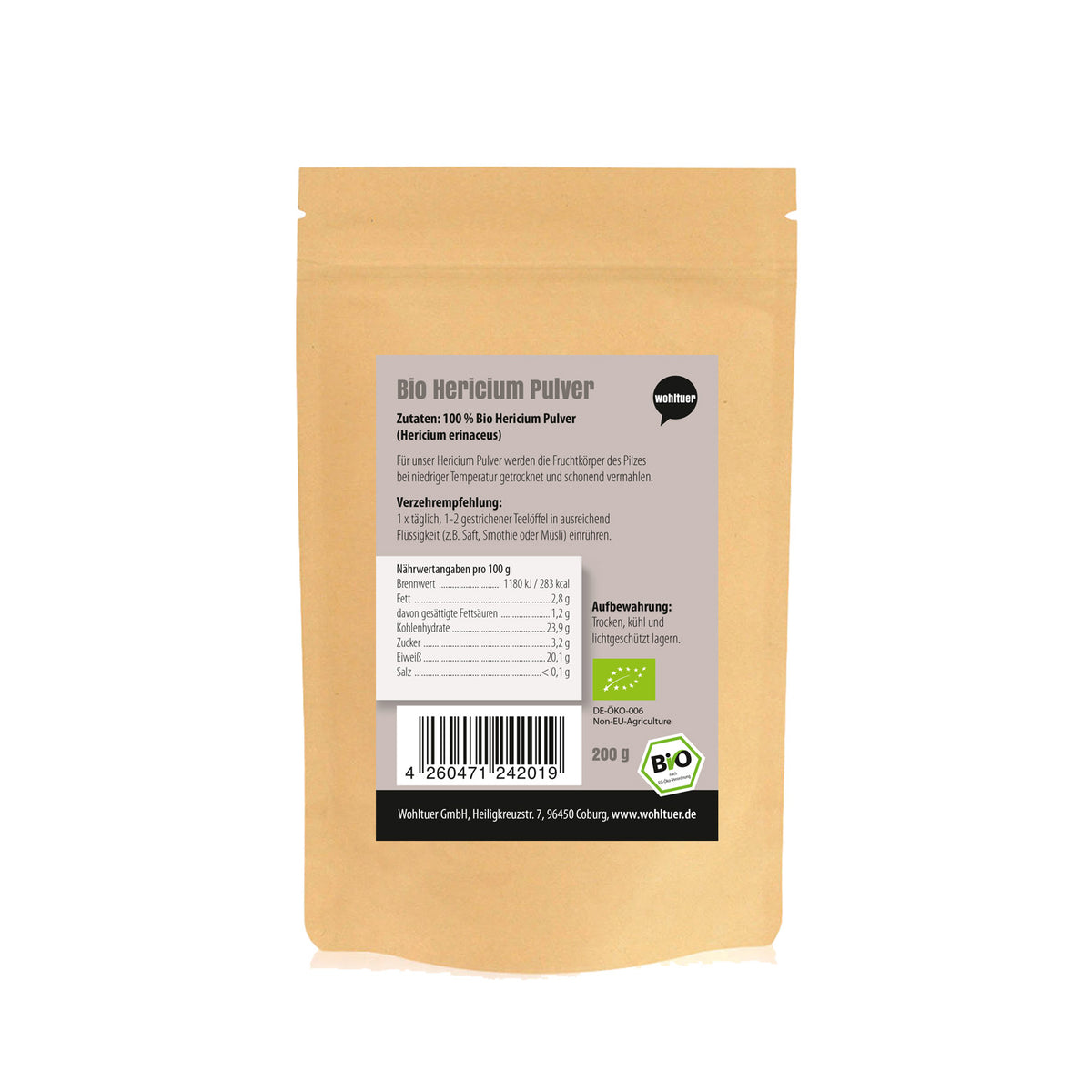 Wohltuer Bio Hericium Pulver Vitalpilz - 200g — Abbildung 7