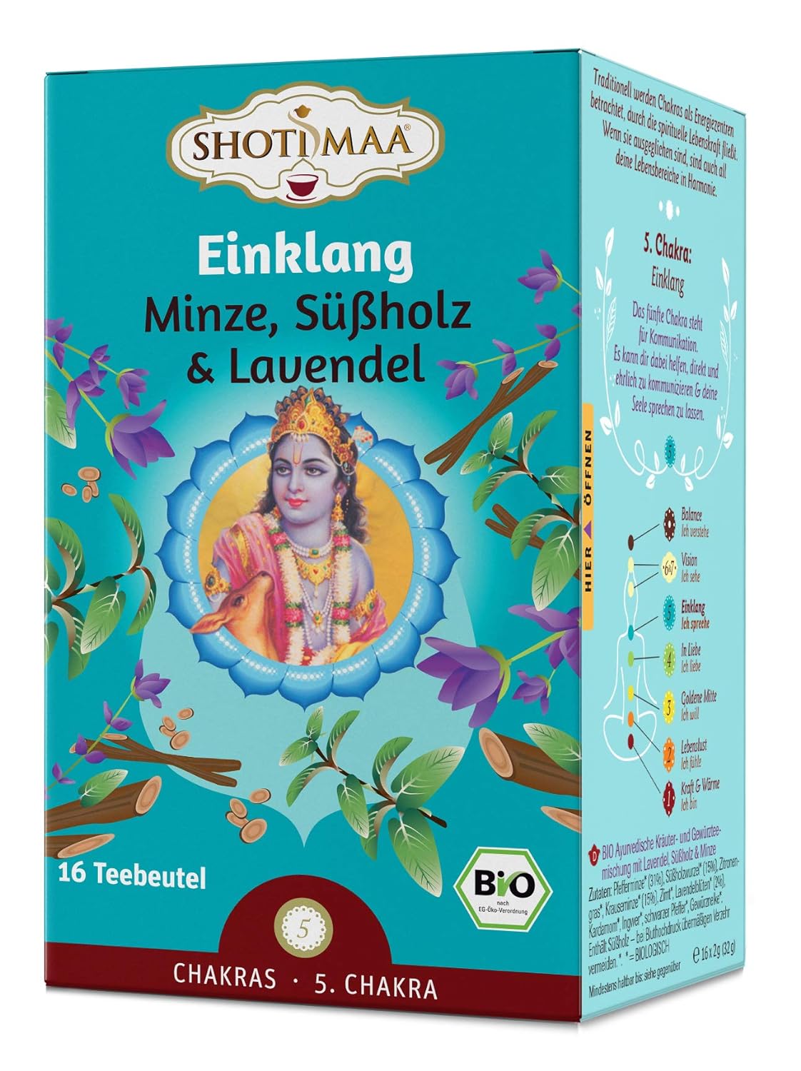 Shoti Maa, BioAyurvedaTee Einklang Minze Süßholz Lavendel Grüner Tee, (32g) - fit and life shop