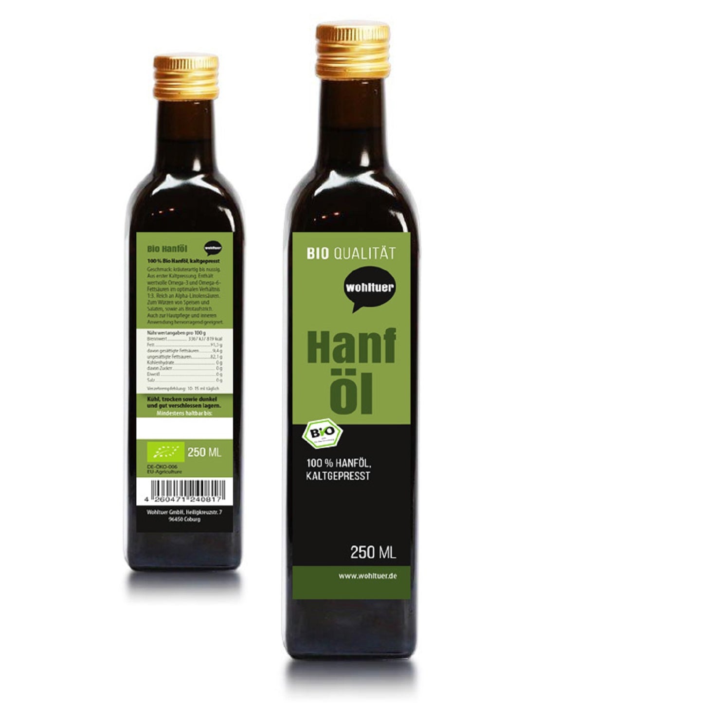 Wohltuer Bio Hanföl kaltgepresst - 250ml