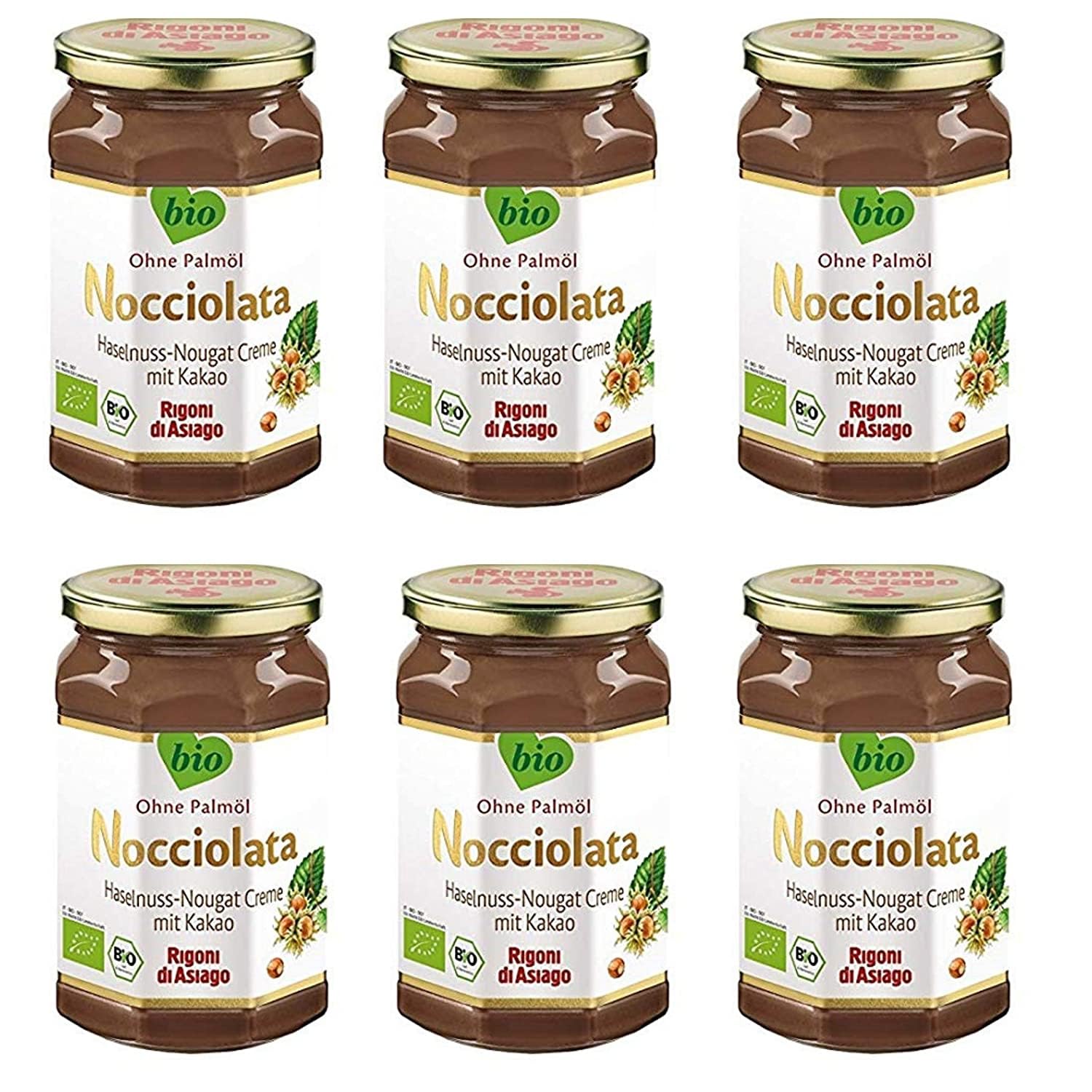 Rigoni di Asiago Nuss Nougat Creme, Haselnusscreme mit Kakao (6x250g) - fit and life shop
