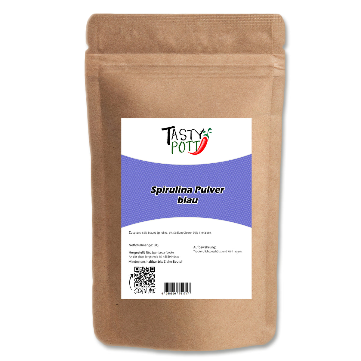 Tasty Pott Blue Spirulina Pulver - im Beutel
