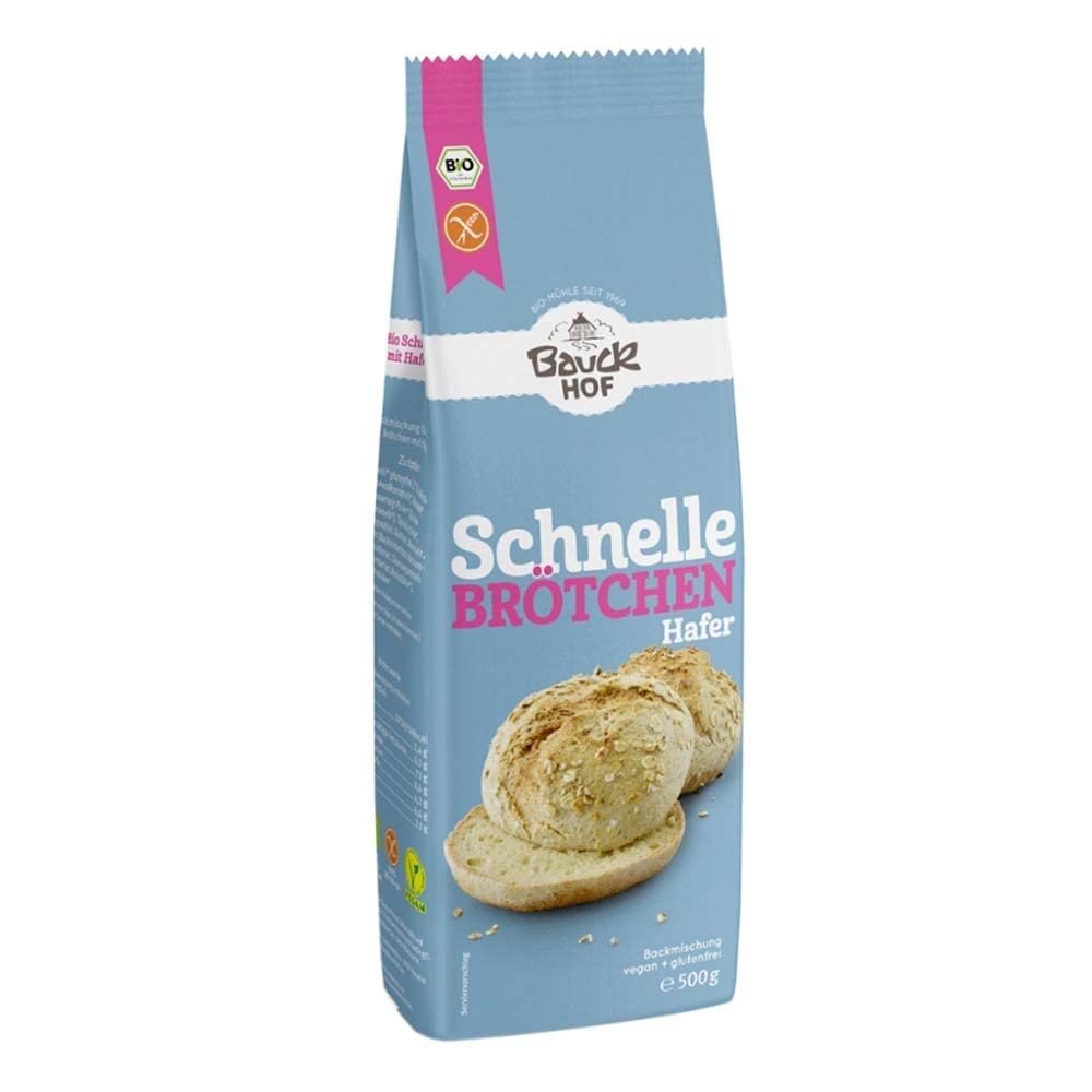 Bauckhof Schnelle Brötchen Hafer - Bio Backmischung - glutenfrei (6x 500g)