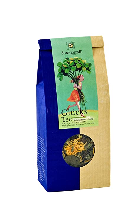 Bio Glücks Tee lose von Sonnentor, lose Blätter für aromatischen Kräutertee in 50g Verpackung, naturbelassen und bio-zertifiziert