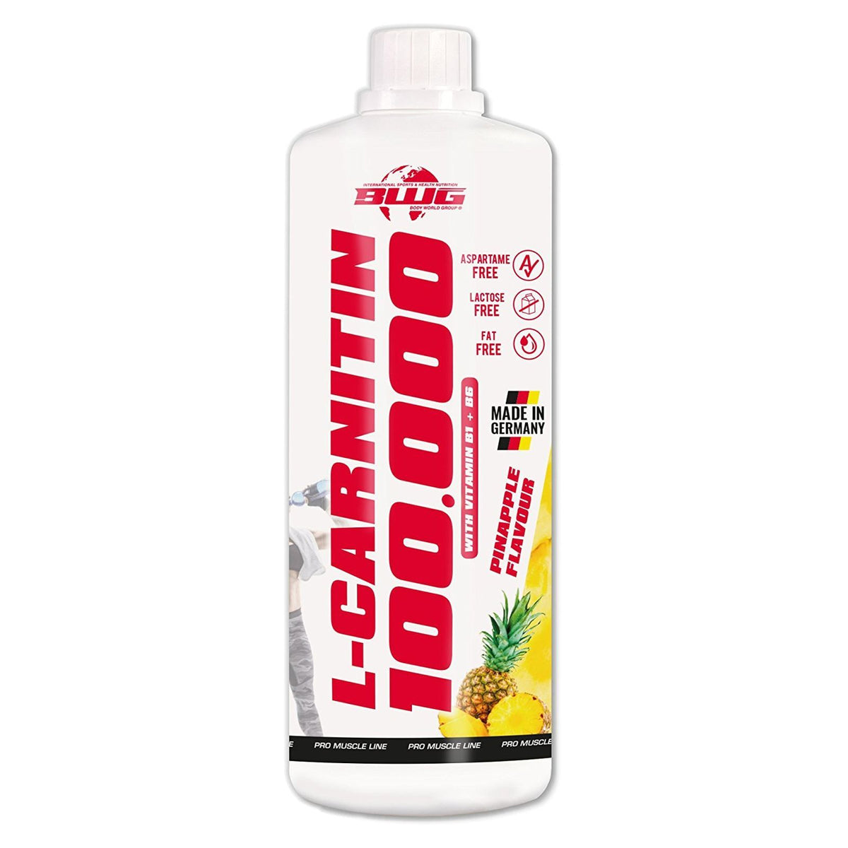L-Carnitin Liquid Ananas von BodyworldGroup, 1000 ml Flasche für Fettverbrennung und Energie, erfrischender Geschmack