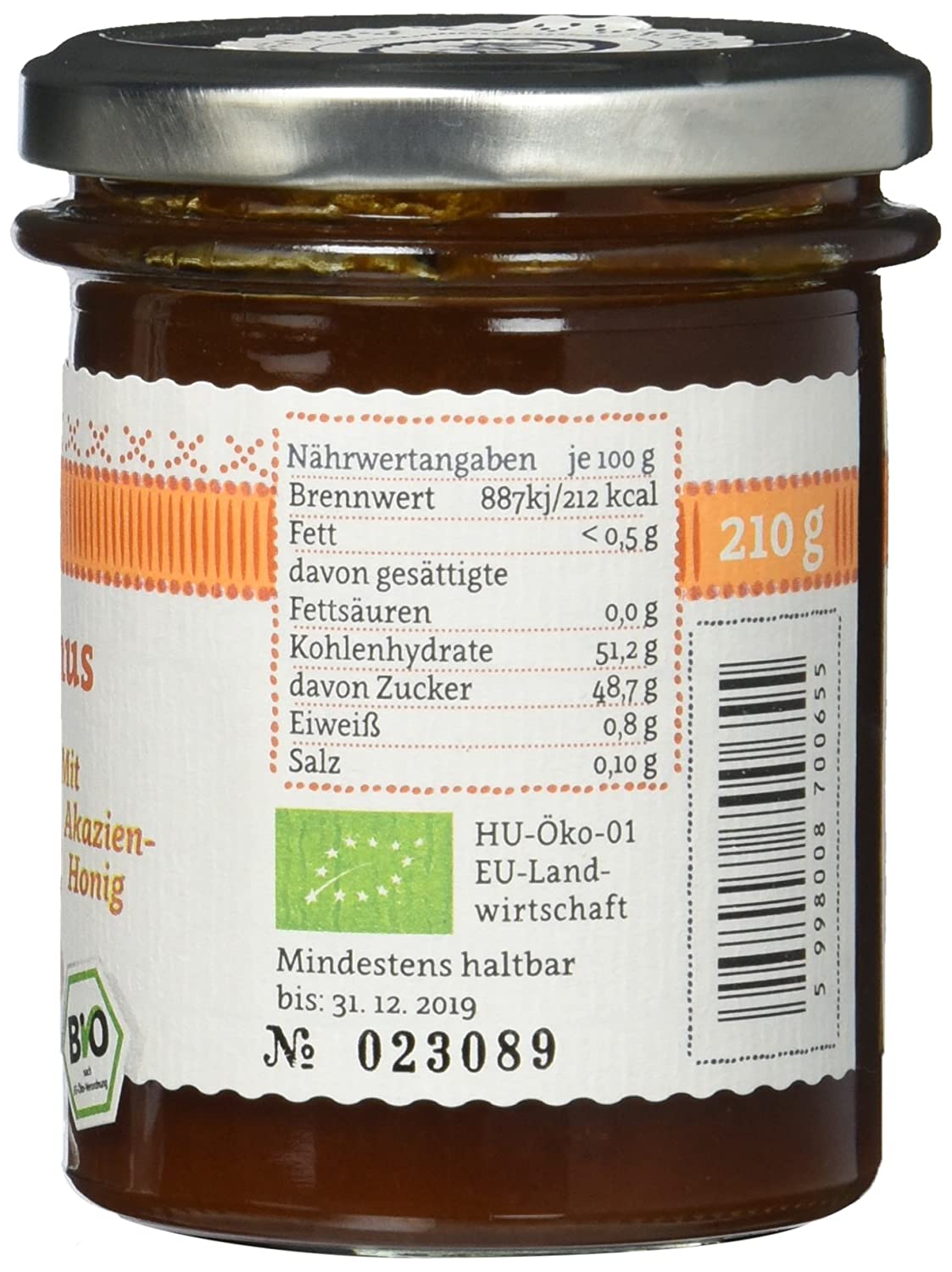 Tarpa Bio Aprikosenmus mit Akazienhonig - fit and life shop