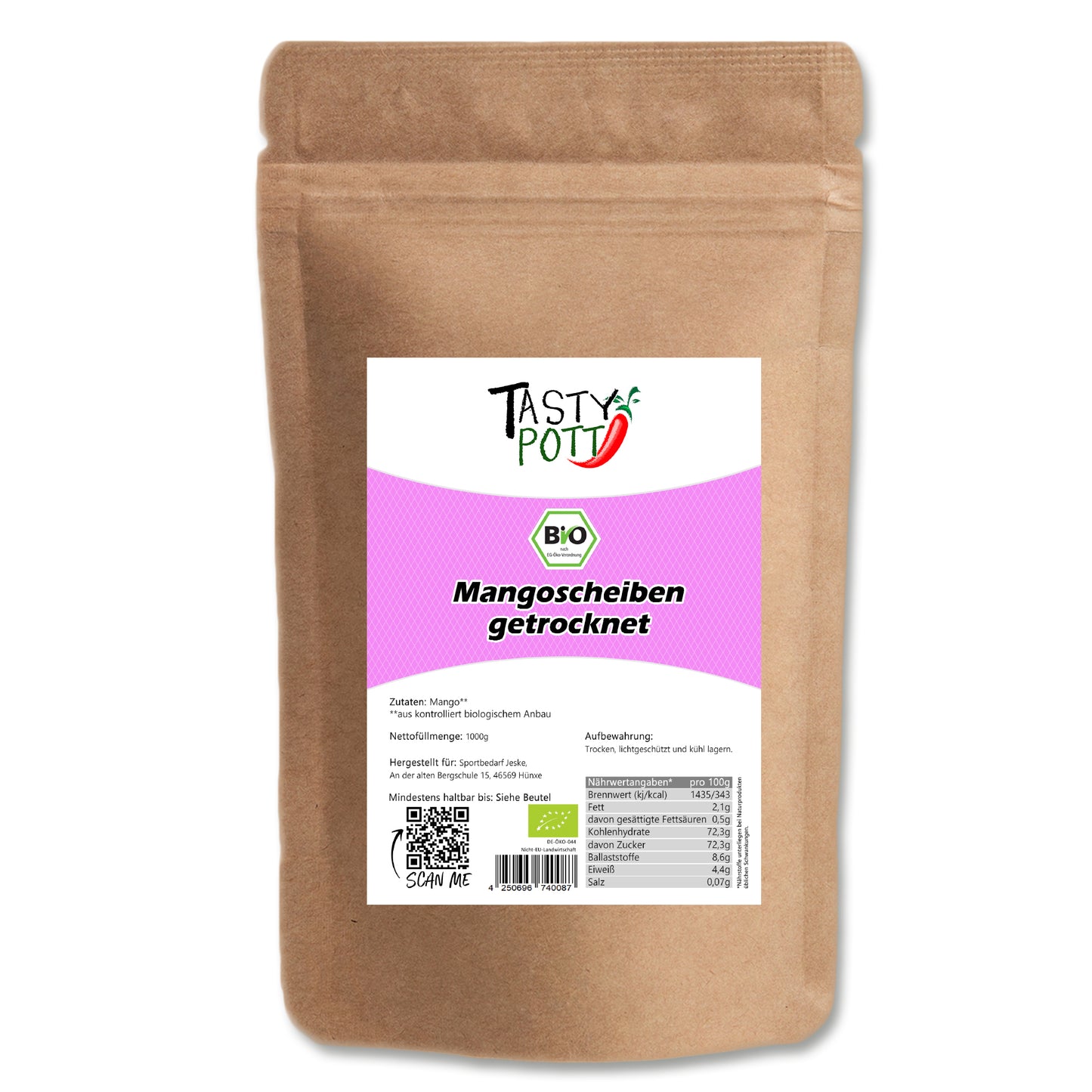 Tasty Pott Bio Mango getrocknet - im Beutel