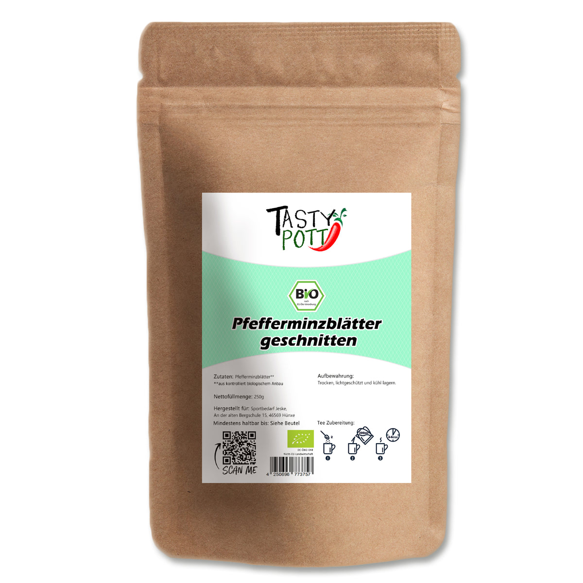 Tasty Pott Bio Pfefferminzblätter getrocknet und geschnitten - im Beutel