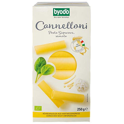 Byodo  Bio-Cannelloni, hell 250g - Große Röhrennudel für kreative Füllungen | 100% Bio-Hartweizengrieß | Vegan & Vegetarisch | Ohne Zuckerzusatz | Traditionell gewalzt