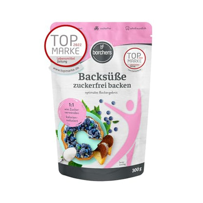 BORCHERS Backsüße, Streusüße zum Backen 300g, auf Grundlage von Erythrit und Xylit, 1:1 wie Zucker, kalorienreduziert & zuckerfrei, Zuckerersatz, Süßungsmittel, Zuckeralternative