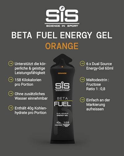 Science in Sport BETA Fuel Gels, 6 x 60ml, Orange