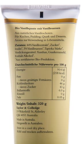 Taylor & Colledge Bio-Vanillepaste – 320 g