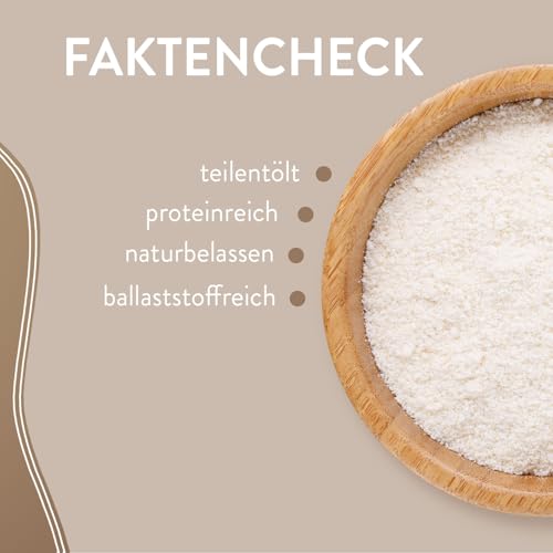 BORCHERS Bio Kokosmehl, 400g, fein vermahlen, teilentölt, naturbelassen, leichte Süße, Proteinquelle, ballaststoffreich, vegan, zum Kochen, Backen & Verfeinern
