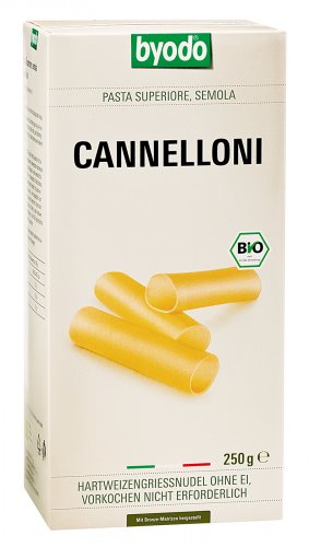 Byodo  Bio-Cannelloni, hell 250g - Große Röhrennudel für kreative Füllungen | 100% Bio-Hartweizengrieß | Vegan & Vegetarisch | Ohne Zuckerzusatz | Traditionell gewalzt