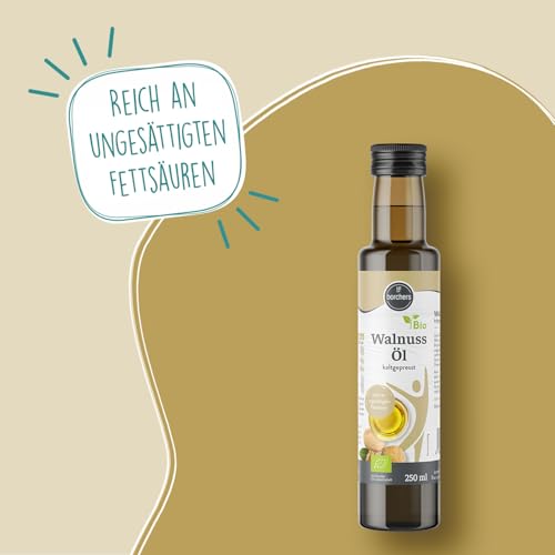 borchers Bio Walnussöl 250ml | kaltgepresst | Bioqualität | aus ungerösteten Bio Walnüssen | aus EU-Landwirtschaft | reich an ungesättigten Fettsäuren | DE-ÖKO-006