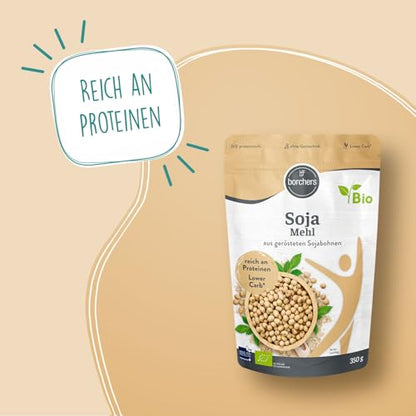BORCHERS Bio Sojamehl, 350g, aus gerösteten Sojabohnen, veganer Ei-Ersatz, Premium Mehl, zum Backen & Kochen