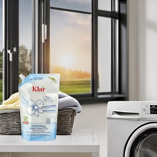 Klar eco Sensitive Universalwaschmittel Waschnuss Nachfüllbeutel 1,5l, ohne Duft, für Allergiker