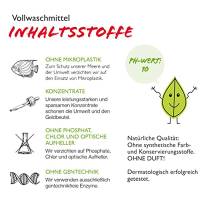 Klar eco Sensitive Vollwaschmittel 2,475kg, ohne Duft, 45 Waschladungen, für Allergiker