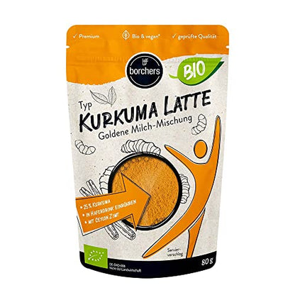 borchers Kurkuma Latte - Goldene Milch-Mischung | 80g | Bio- Qualität | von Natur aus vegan | DE-ÖKO-006