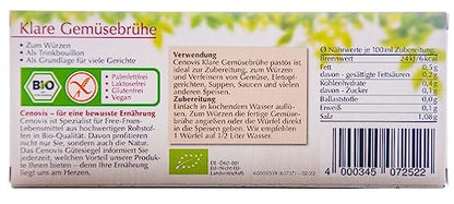 Cenovis Bio Klare Gemüsebrühe, laktosefrei, glutenfrei und vegan, 4er Pack (4 x 126 g)