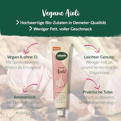 Naturata Vegane Aioli - demeter - Tube 190ml | Knoblauch-Creme ohne Ei