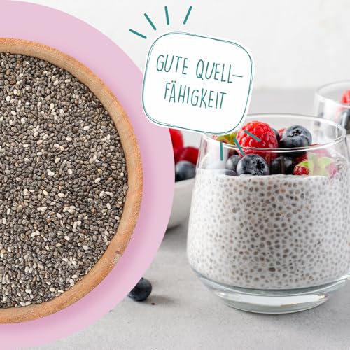 BORCHERS Chiasamen schwarz, 250g, Hohe Quellfähigkeit, ballaststoffreich, Proteinquelle, Omega-3-Fettsäuren, zuckerarm, vegan, Ideal zum Toppen, Backen und Kochen