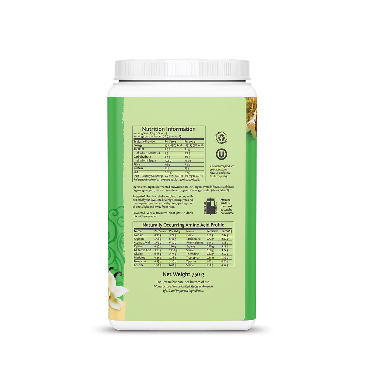 Sunwarrior natürliches Reisprotein - 750g - fit and life shop