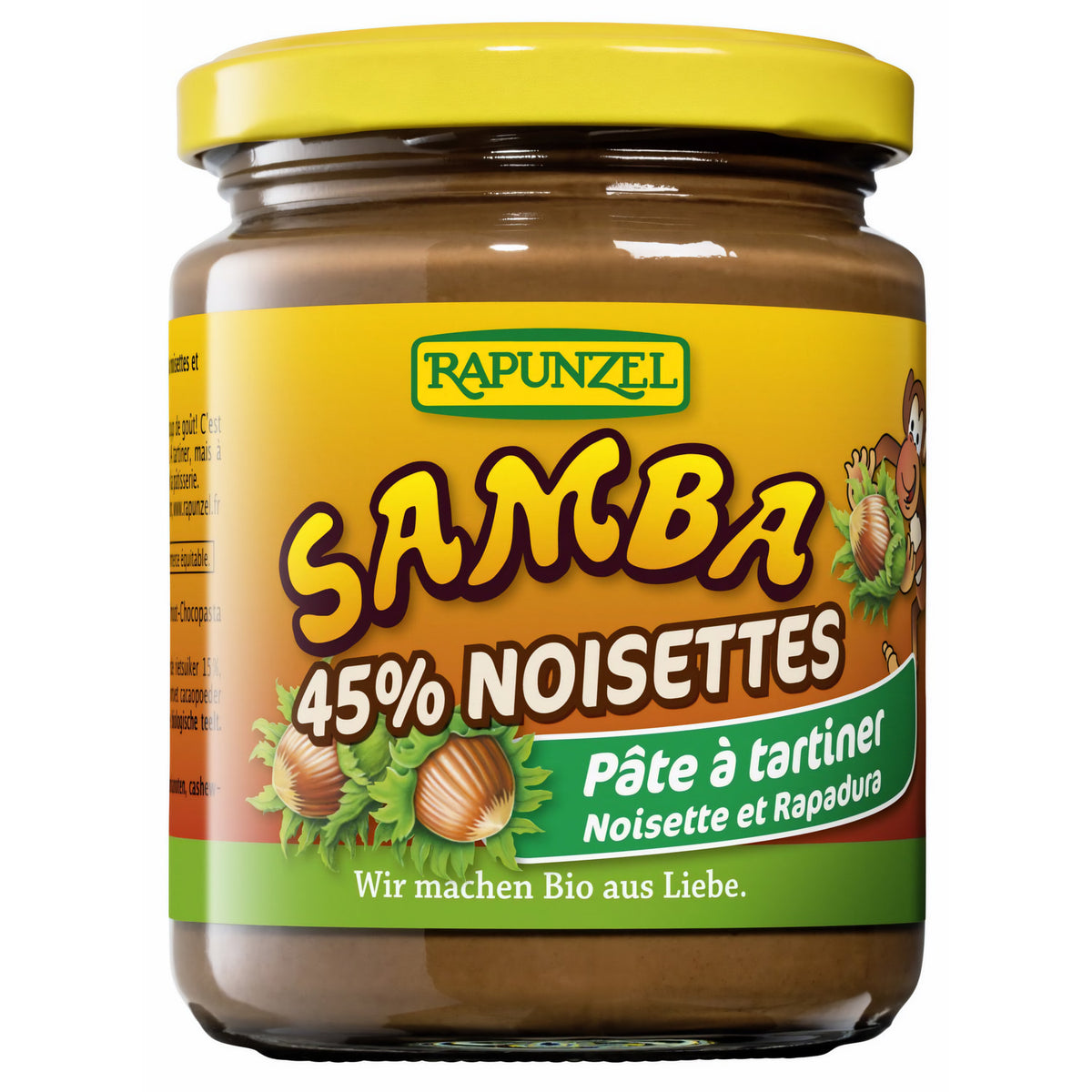 Bio Samba Haselnuss von Rapunzel, 750g, hochwertige Haselnüsse zum Kochen, in einer offenen Verpackung.