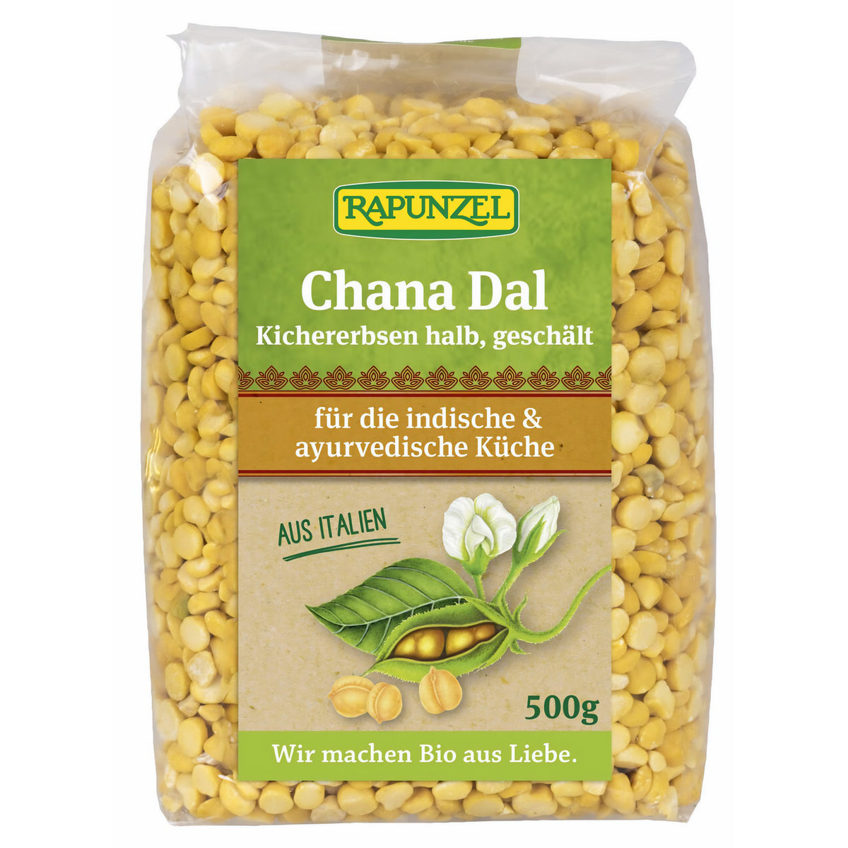 Rapunzel Chana Dal, Kichererbsen halb, geschält (500g) - fit and life shop