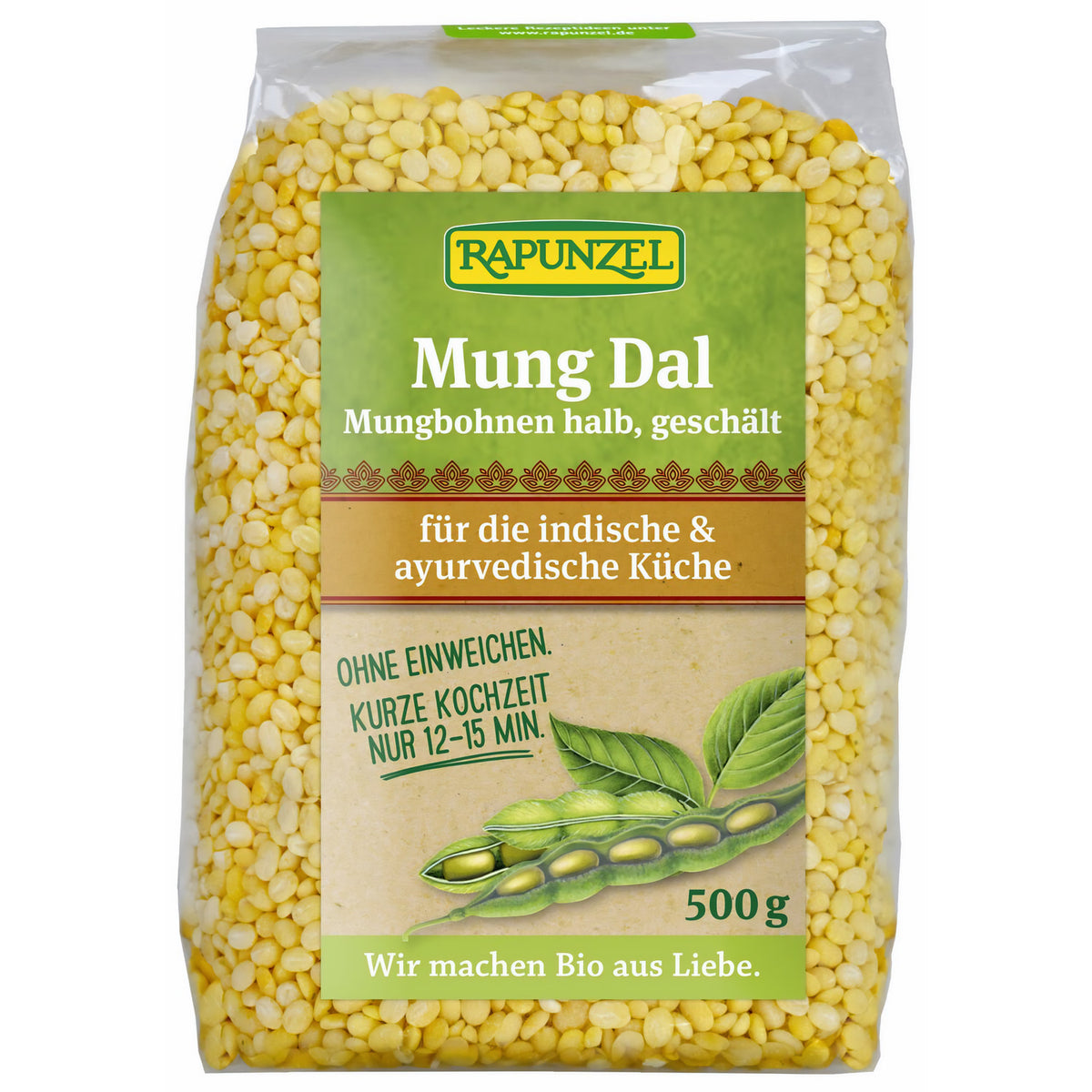 Rapunzel Mung Dal, Mungbohnen halb, geschält , (500g) - fit and life shop