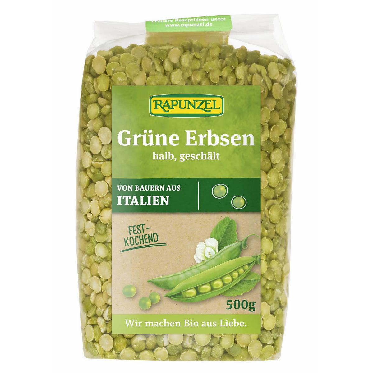 Rapunzel Erbsen grün, halb, geschält Bio, (500g) - fit and life shop