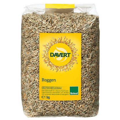 Bio Roggenmehl von Davert für Backwaren, 1 kg Packung, fein gemahlen und frisch, ideal zum Brotbacken.
