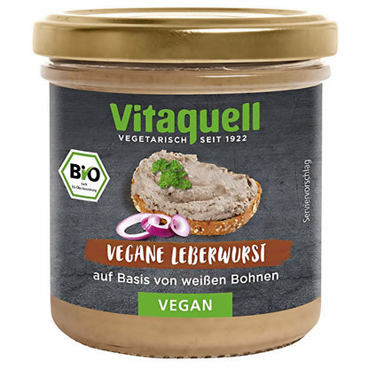 Vitaquell Vegane Leberwurst auf Basis von weißen Bohnen, 125 g im Glas - fit and life shop