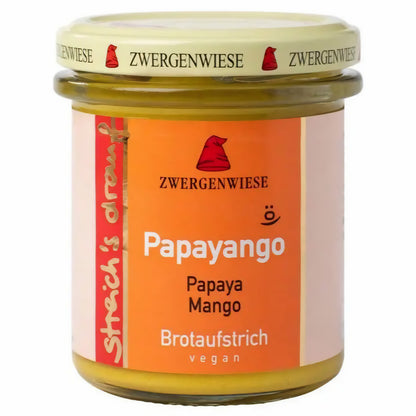 Zwergenwiese Bio Aufstrich streichs drauf Papayango (pikante Papaya-Mango) laktosefrei, 160 g - fit and life shop