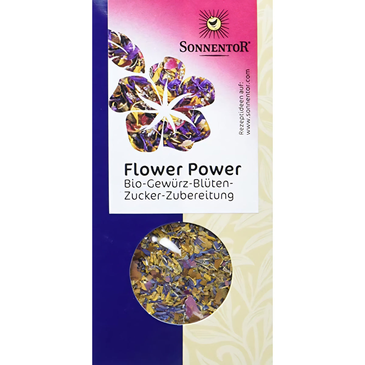 Bio Blütenmischung "Flower Power" von Sonnentor, Gewürzblüten für die Küche, ab 35g in einer transparenten Verpackung