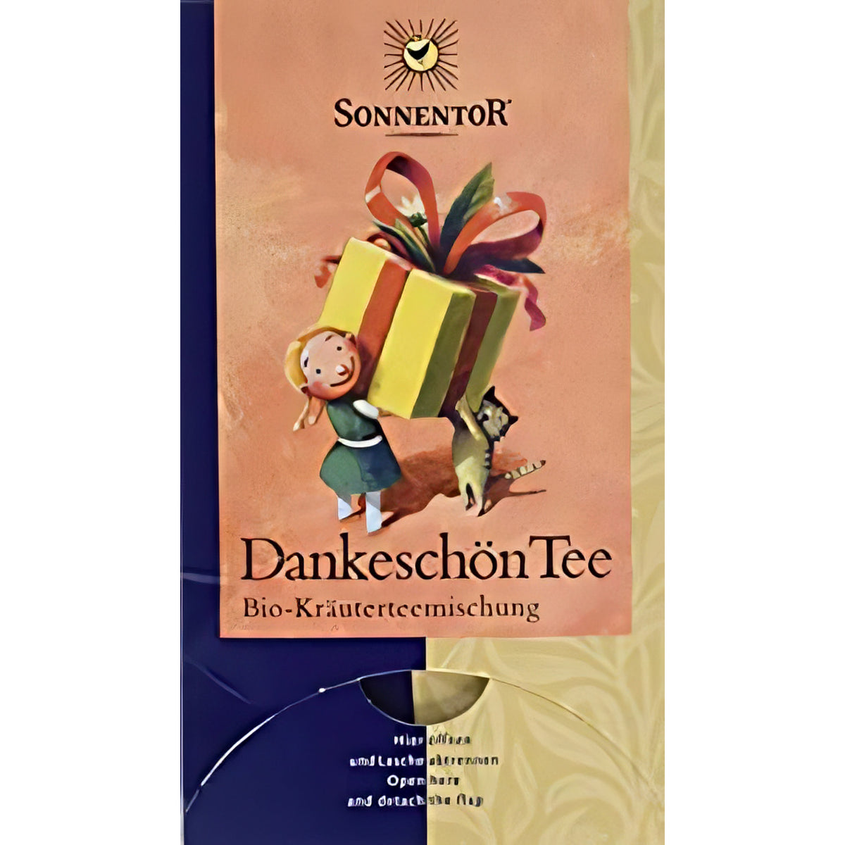 Sonnentor Bio Dankeschön Kräutertee in Doppelkammerbeutel, frisch und aromatisch, für wohltuenden Teegenuss.