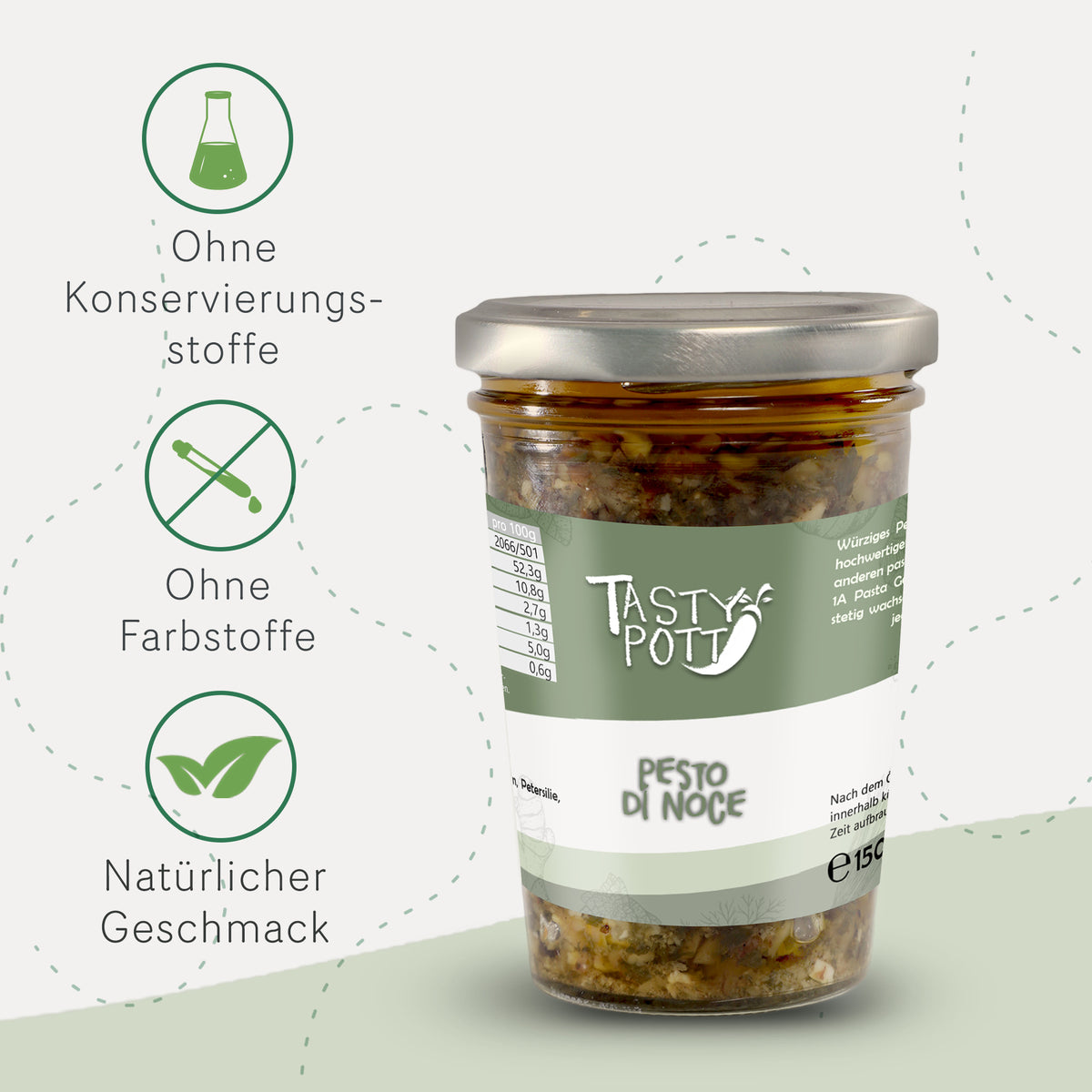 Walnuss-Pesto - Pesto di Noce mit Walnuss & Parmesan | 150g Glas Tasty Pott - fit and life shop