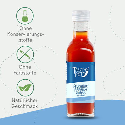 Fruchtige Paprika Creme 4% Säure - 100 ml Glasflasch von Tasty Pott - fit and life shop