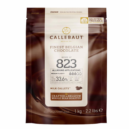 CALLEBAUT Receipe No. 823 - Kuvertüre Callets, Vollmilch Schokolade, 33,6% Kakao (1Kg) - fit and life shop