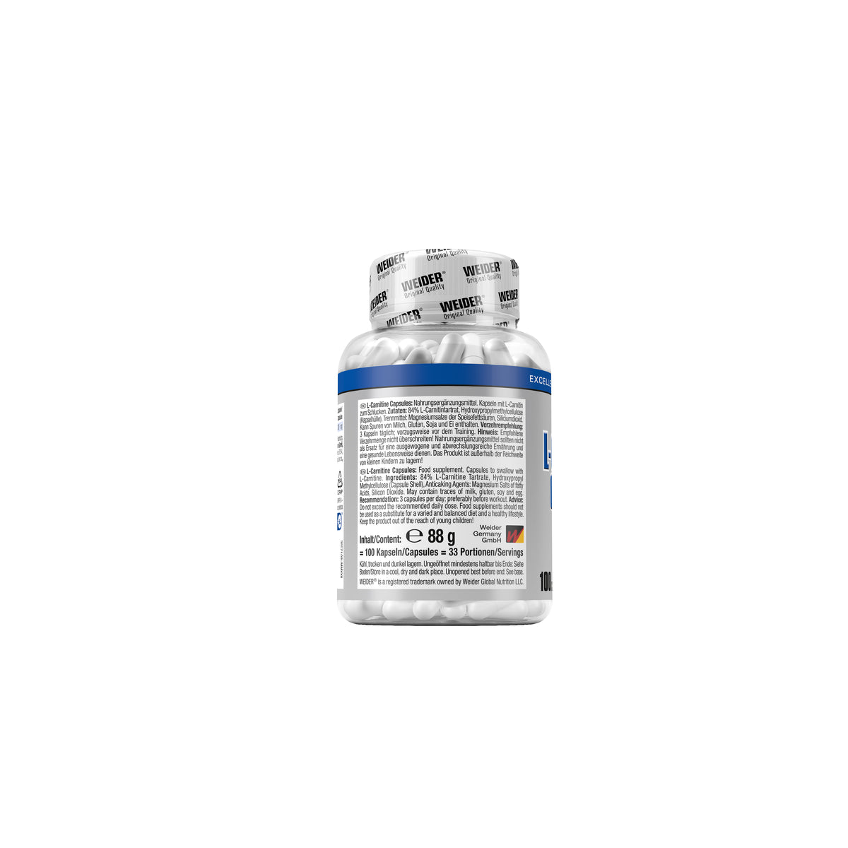 WEIDER L-Carnitin Kapseln hochdosiert (100Kapseln) - fit and life shop