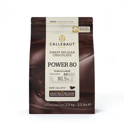 Dunkle Callebaut Callets Power 80 zum Kochen, ab 2,5 kg, glänzende Schokoladenstückchen, ideal für Backen und Desserts