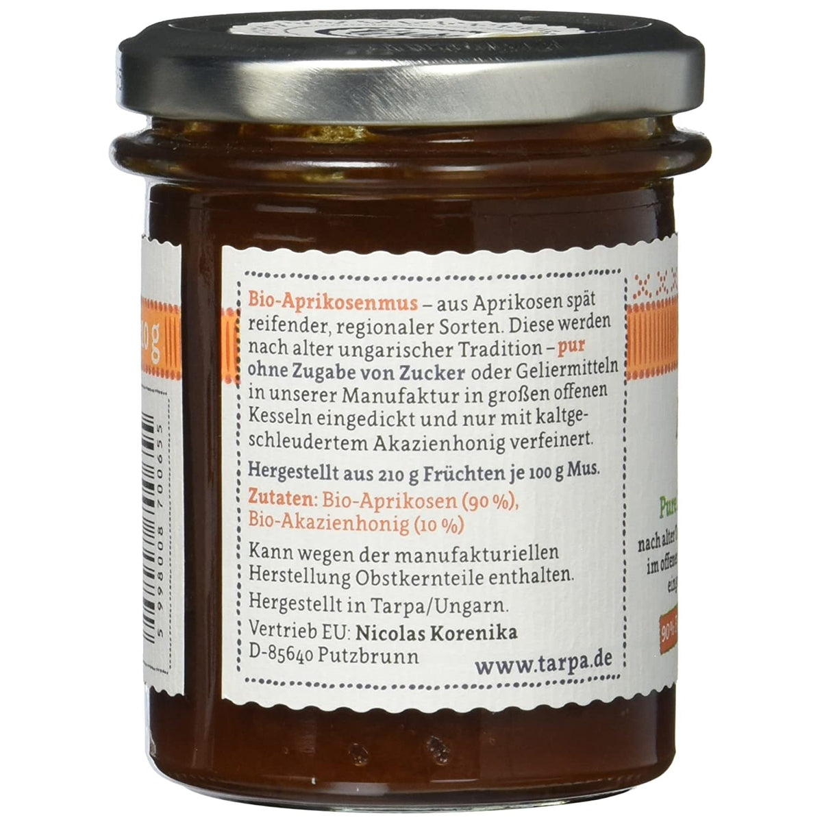 Tarpa Bio Aprikosenmus mit Akazienhonig - fit and life shop