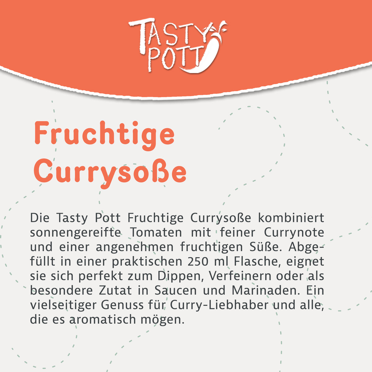 Tasty Pott Fruchtige Currysoße 250ml Flasche - fit and life shop
