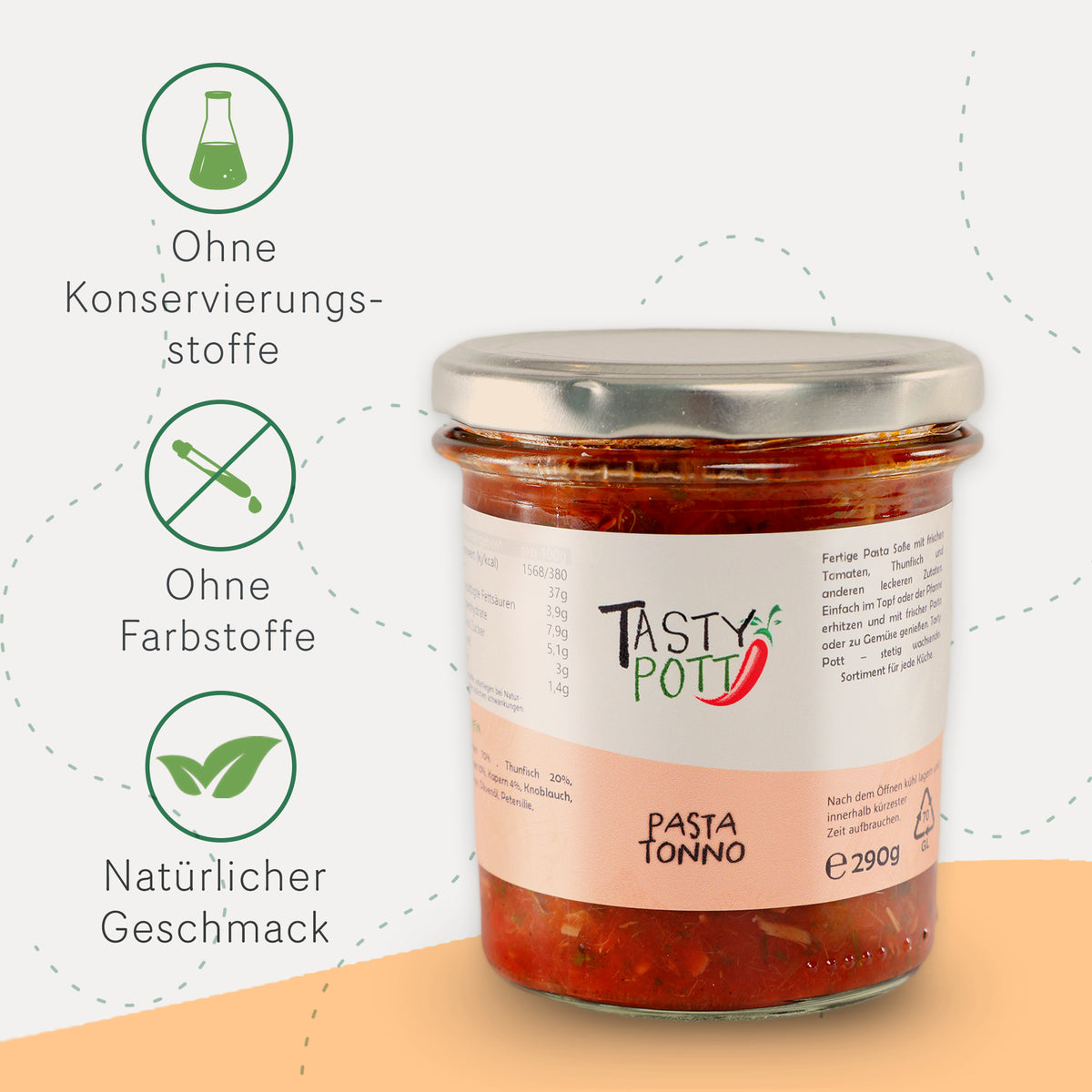 Pasta Tonno Pastasoße - Thunfisch Sauce - 290g Glas von Tasty Pott - fit and life shop