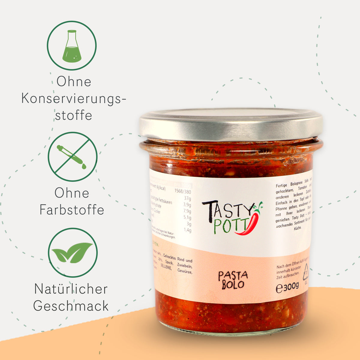 Tasty Pott Pasta Bolo Pastasoße 300g Glas - fit and life shop