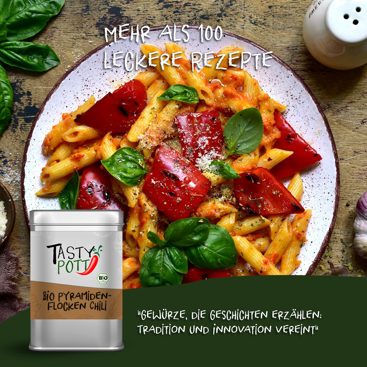 Pyramiden Flocken Chili - Bio Pyramidensalz | 85g Dose Tasty Pott - fit and life shop