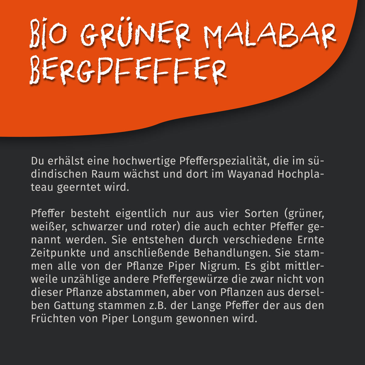 Tasty Pott Bio Grüner Malabar Bergpfeffer Nachfüllbeutel - fit and life shop